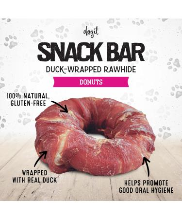 Dogit Snack Bar Rawhide Duck-Wrapped Donut 1 pc Dog Treats for Large Dogs Dog Chews Friandise Pour Chien Rawhide Dog Chews Gaterie Pour Chien - Buy Online on GoSupps.com