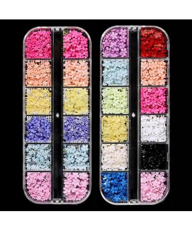 12 Grids 3D Resin Flower Nail Parts Decoration Mixed Steel Beads Gems Charms Nail Supplies Professional Nail Accessories Flower Nail Art Charms - Buy Online on GoSupps.com