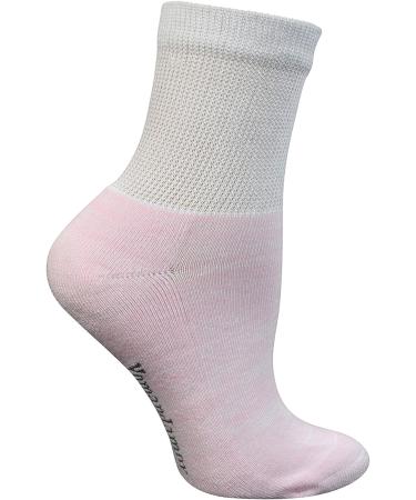 Yomandamor Ladies Bamboo Diabetic Ankle Socks - Non-Binding Top, Cushioned Sole - L Size 3-8 (6 Pairs, Pink) - Buy Online on GoSupps.com