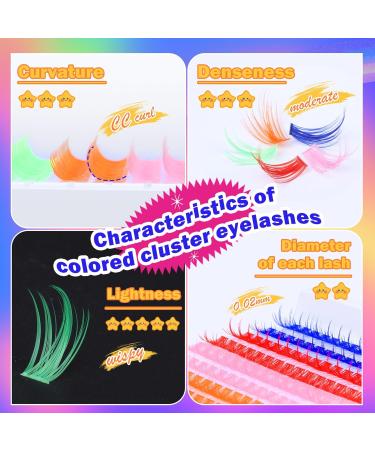 Goddvenus Wispy Colored Cluster Lashes C Curl Individual Eyelashes with Colors (6D) - Buy Online on GoSupps.com