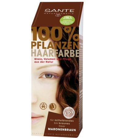 Sante natural cosmetics plant hair color powder chestnut brown rich brown tone shiny colors gray cover vegan 100 g chestnut brown 100 g (1 Pack)