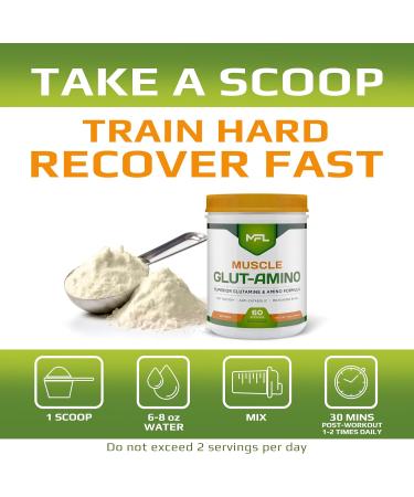 MFL Muscle Glut-Amino | Glutamine Complex | Amino Complex | 0 Sugar | Sweetened with Stevia | All-Natural | 60 Servings (Natural) - Buy Online on GoSupps.com