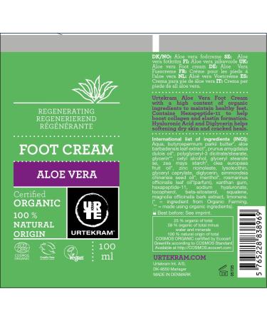 Urtekram Aloe Vera Revitalising Foot Cream 100ml | Natural Hydrating Relief | International Shipping - Buy Online on GoSupps.com