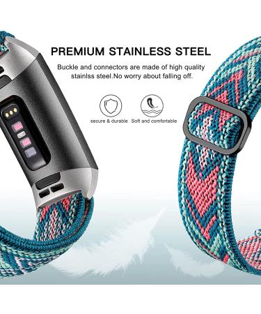 Maledan 3 Pack Elastic Band Compatible with Fitbit Charge 4 and Fitbit Charge 3 Bands for Women Men  Adjustable Stretchy Sport Strap Soft Nylon Wristband for Charge 4/ Charge 3/ 3SE Accessories Black/ Green Arrow/ Boho Flower - Buy Online on GoSupps.com