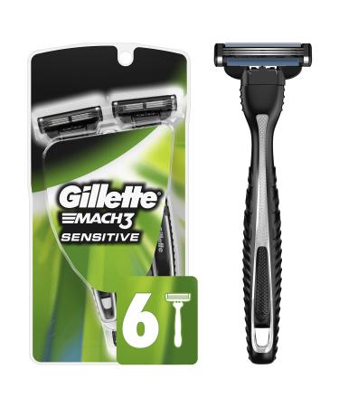 Gillette Mach3 Men's Disposable Razor, Sensitive, 6 Razors