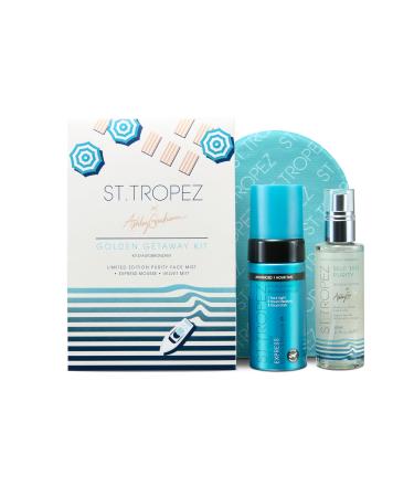 St.Tropez Ashley Graham Golden Getaway Kit Self Tan Set with Award-Winning Express Bronzing Mousse Velvet Applicator Mitt and Limited Edition Scent Purity Face Mist Vegan Natural & Cruelty Free