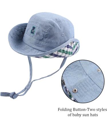 XIAOHAWANG Baby Boy Dinosaur Bucket Hat - Blue Bear Design | 1-2 Years | Summer Beach Cap for Infant Toddler Boys - Buy Online on GoSupps.com