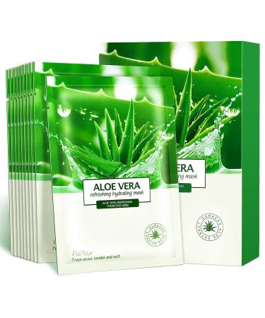 Aloe Facial Skincare Sheet Hydrating Moisturizing Revitalizing Facial Skincare Sheet for Dry, Oily, Sensitive and Tired Skin 25ml/0.8oz, Pack of 10 - Buy Online on GoSupps.com