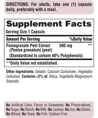Puritan's Pride Pomegranate Extract 500mg Capsules - Antioxidant Support - 60 Count - Buy Online on GoSupps.com