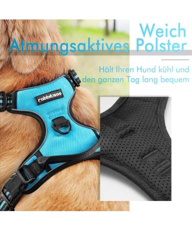 Rabbitgoo Medium Dog Harness - No Pull Adjustable Breathable Control Harness for Large Dogs - Light Blue - Buy Online on GoSupps.com