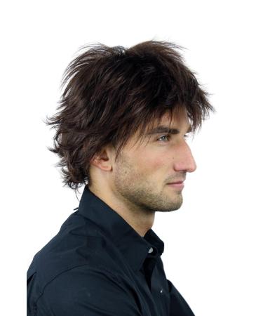 Shop Wig Me Up WL-0018-4/33: Men's College Rock Star Wig - Voluminous Dark Brown Reddish Brown Strands - Buy Online on GoSupps.com