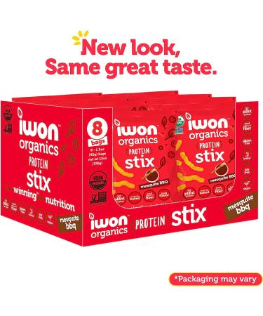 IWON Organics Mesquite BBQ Flavor Snack Stix - High Protein & Organic Healthy Snacks (8 Bags, 1.5oz) - Buy Online on GoSupps.com