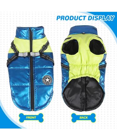 Dog Winter Jacket Vest Pet Waterproof Padded Dog Clothes with D-ring Chest Strap Reflective Adjustable Puppy Coat Warm Dog Coats Vest Dog Clothes with Harness for Small Medium Dogs M Blue - Buy Online on GoSupps.com