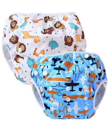 Teamoy 2 baby swimming trunks comfortable washable and adjustable ideal for swimming lessons or holidays Aircraft+ Fat Smile - Buy Online on GoSupps.com