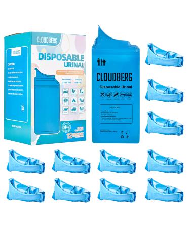 CLOUDBERG 12 Pack Resealable Pee Bags for Travel for Men 800ML Disposable Urine Bags and Sickness Bag Traffic Jam Emergency Urinal Bag Portable Toilet Bags for Camping RV Trips Kids Unisex urinals Blue