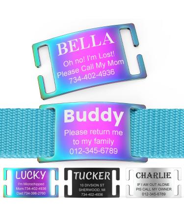 Yehanti dog brand with engraving - personalized trailer brand for dogs cats and puppies - stainless steel dog brand personalized with name telephone number and address (S colorful) S (for 10mm wide collar) colorful