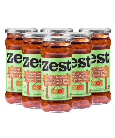 Zest Vegan Tomato Mushroom & Green Pepper Pasta Sauce Pack of 6 x 340g Vegan Gluten Free