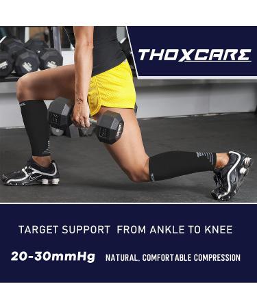 Thoxcare Calf Compression Sleeve for Men Women (1 Pair) - Leg Support Compression Socks for Running - Black/Gray, Large - Buy Online on GoSupps.com