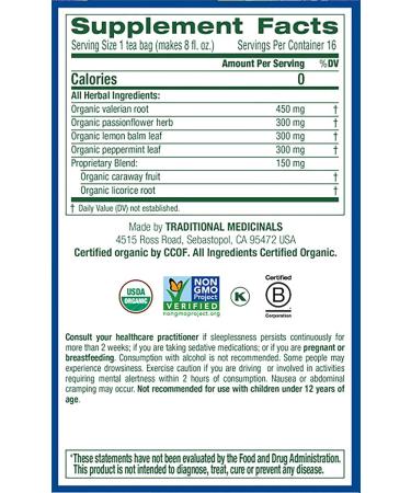 Traditional Medicinals Organic Nighty Night Valerian Relaxation Tea - 16 Tea Bags x 3 Packs - Buy Online on GoSupps.com