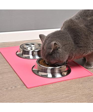 Juqiboom Pet Food Mat - Anti-Mess Non-Slip Silicone Cat Feeding Placemat 19x12 - Pink - Buy Online on GoSupps.com
