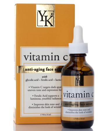YK10 Vitamin C Serum for Face Brightening Serum Improves Skin Tone and Diminishes The Look Of Wrinkles Fine Lines and Age Spots - 1.75 fl oz