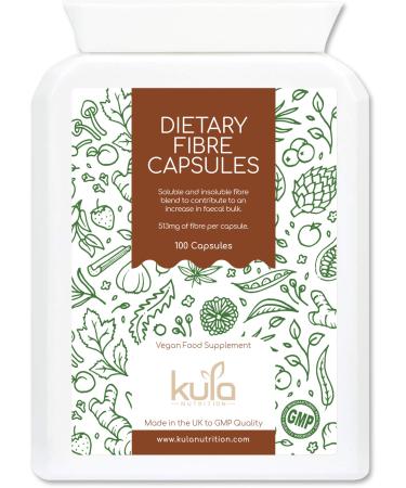 High Fibre Supplement (1026mg per Serving) - 100 Vegan Capsules - Soluble and Insoluble Dietary Fibre Complex - Psyllium Husk Powder Flaxseed - Fibre Supports Daily Bowel Movements - Kula Nutrition - Buy Online on GoSupps.com
