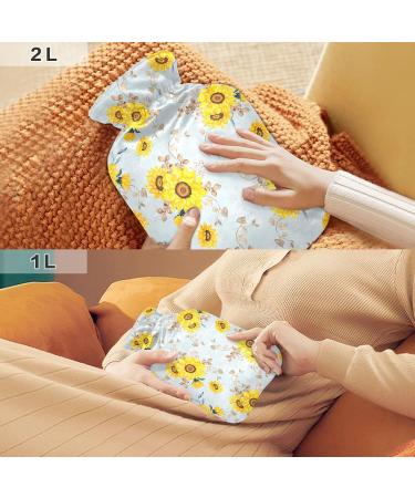 Buy Hot Water Bottle 2L with Sunflower Cover - Pain Relief for Hands & Feet - Winter Essentials - Buy Online on GoSupps.com