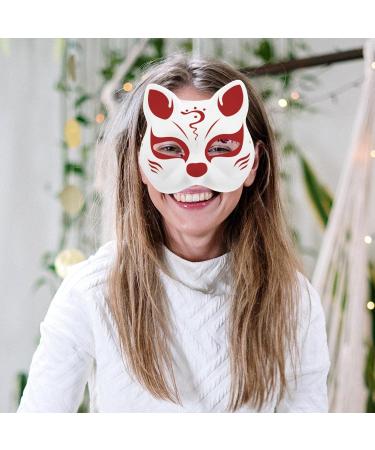 HOLIDYOYO Cat Mask - Unpainted White Therian Masks for DIY Halloween | Half Face Fox Masks | International Shipping Available - Buy Online on GoSupps.com