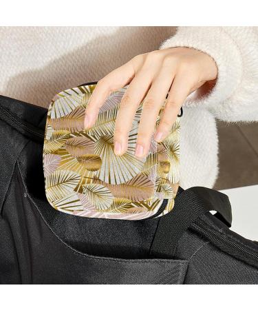 Abstract Golden & Pale Rose Leaves Pattern Napkin & Menstrual Pad Storage Bag | Portable Menstrual Cup Zipper Bag for Teenagers & Women - Buy Online on GoSupps.com