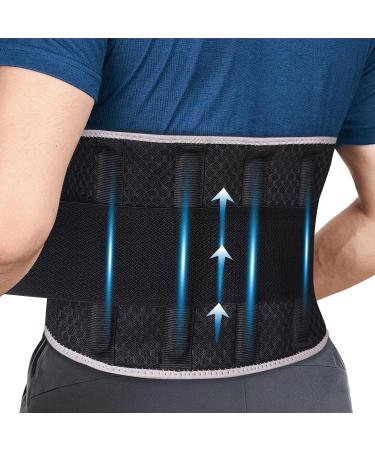 Back Brace for Lower Back Pain Copper Lon Compression Back Support Belt with 6 Stays for Women & Men Adjustable Lumbar Support for Lower Back Pain Sciatica Scoliosis Herniated Disc