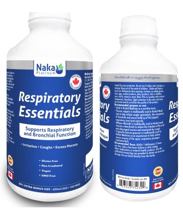 600ml Naka Platinum Respiratory Essentials Supports Respiratory and Bronchial Function Irritation Coughs Excess Mucous Made in Canada (600ml) 600 ml (Pack of 1)