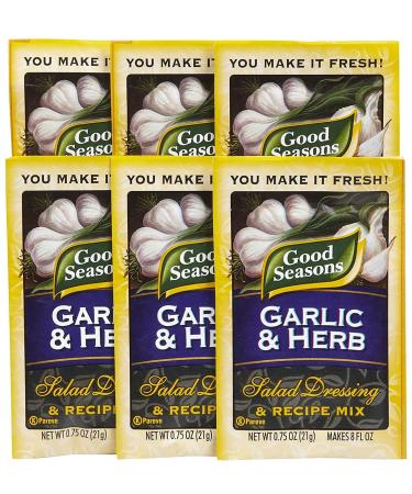 Good Seasons Salad Dressing & Recipe Mix, Garlic & Herb, 0.75 oz, 6 pk