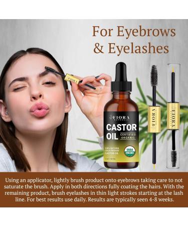 Fiora Naturals Organic Castor Oil - 100% Pure Cold Pressed Eyelash Growth Serum | Hexane-Free Hair Conditioner & Eyebrow Stimulator | USDA Certified - Buy Online on GoSupps.com