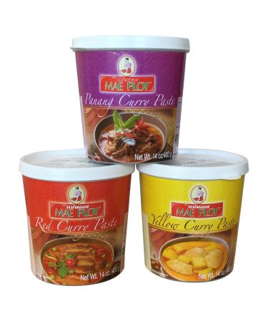 Mae Ploy Thai Curry Red, Panang and Yellow Paste, Variety Pack 14 oz (Pack of 3) 14 Ounce (Pack of 3) - Buy Online on GoSupps.com