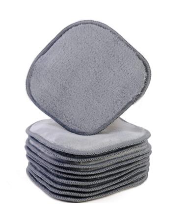 Polyte Premium Hypoallergenic Chemical Free Microfiber Fleece Makeup Remover and Facial Cleansing Cloth, 5 x 5 in, 10 Pack (Gray)