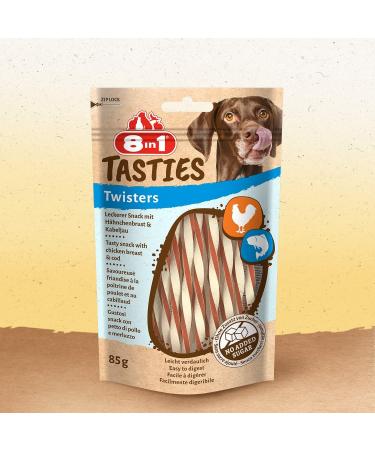 8in1 Tasties Twisters Snack Sticks - Gluten-Free Cod & Chicken Treats | 85g | International Shipping Available - Buy Online on GoSupps.com