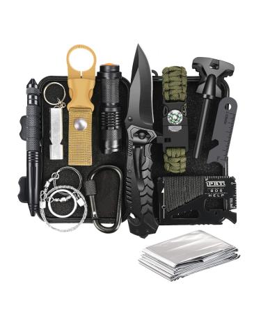 Survival Kit, Gifts for Men Husband Dad, Emergency Survival Gear and Equipment 14 in 1, Hunting Fishing Fathers Day Birthday Gift Ideas for Him Boyfriend Teenage Boy, Camping Accessories, Cool Gadget 14 in 1 Survival Kit