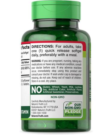 Nature's Truth Vitamin D3 5000 IU | 300 Softgels High Potency Non-GMO Gluten Free Supplement - Buy Online on GoSupps.com