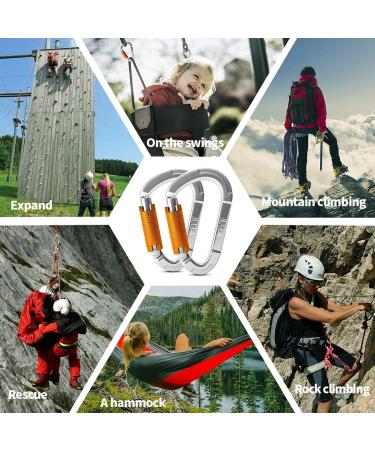 3-Piece UIAA Certified 25KN Auto-Locking Carabiner Set - Versatile Climbing Equipment for Hammocks Swings & Dog Leashes - Buy Online on GoSupps.com