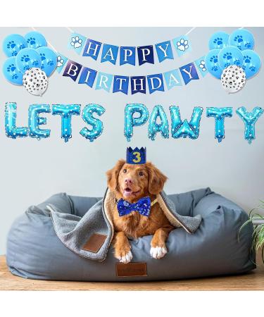 Dog Birthday Party Supplies Dog Birthday Hat Birthday Boy Sash Happy Birthday Banner 12 Inch Paw Print and 16 Inch Lets Pawty Balloon Cute Bowtie 7-Piece Set for Pet Birthday Decoration(Blue) - Buy Online on GoSupps.com