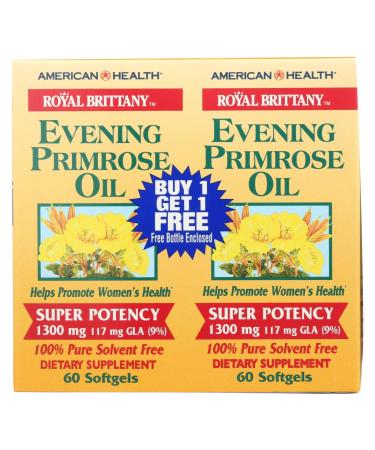 American Health Royal Brittany Evening Primrose Oil Super Potency (60+60) Twin Pack Special 120 Softgels