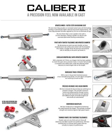 Caliber Trucks Cal II 50 RKP Longboard Trucks - Raw Silver (Set of 2) | No Bearings - Buy Online on GoSupps.com