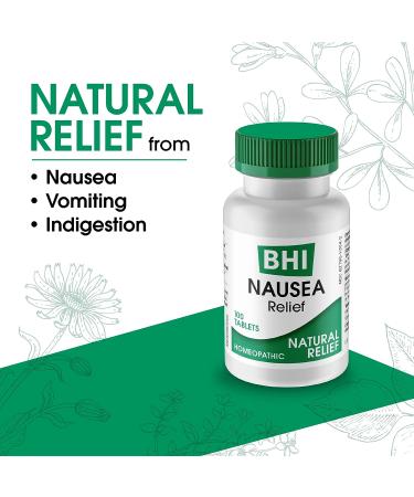 BHI Nausea Relief Tablets - Natural Homeopathic Remedy for Nausea, Vomiting, Bloating & Indigestion - Non-Drowsy Relief for Men & Women - 100 Tablets - Buy Online on GoSupps.com