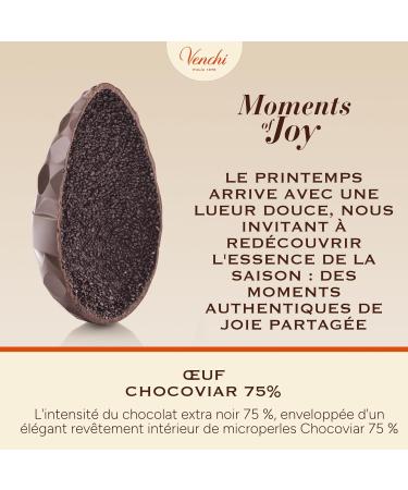 Venchi - uf au Chocolat Chocoviar 75% 350 Gr Go t Chocolat Extra Noir avec Microperles de Chocoviar Sans Gluten avec Surprise Collection de P ques Venchi Id e Cadeau - Buy Online on GoSupps.com