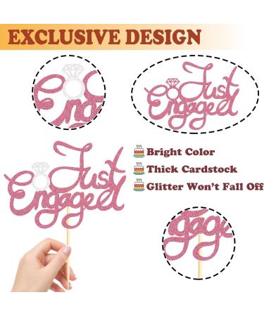 Sotpot 1 Pack Just Engaged Cake Topper Pink Glitter We're Engaged Cake Pick Engagement Party Decorations Bridal Engagement Wedding Cupcake Decoration Party Supplies - Buy Online on GoSupps.com