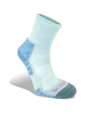 Bridgedale Women's Hike Lightweight Merino Endurance Ankle Pattern Socks L Grey/Smoke Blue