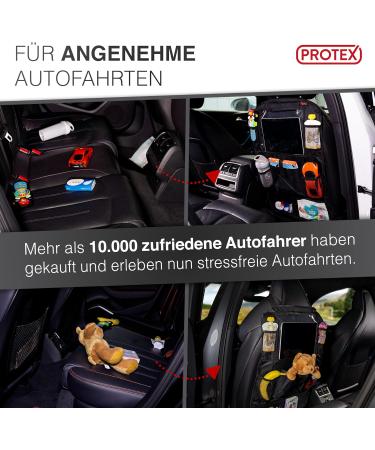 Protex Premium 2 Series Backrage Protection - Auto Back Seat Organizer for Kids | Water-Repellent Child Car Seat Saver with Tablet Compartment - Black (2 Set) - Buy Online on GoSupps.com