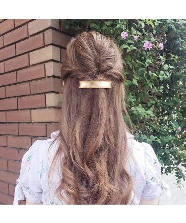 HINZIC 2PCS Metal Bar Hair Clip Barrettes - Gold Silver Rectangular French Barrette for Girls & Women - Buy Online on GoSupps.com