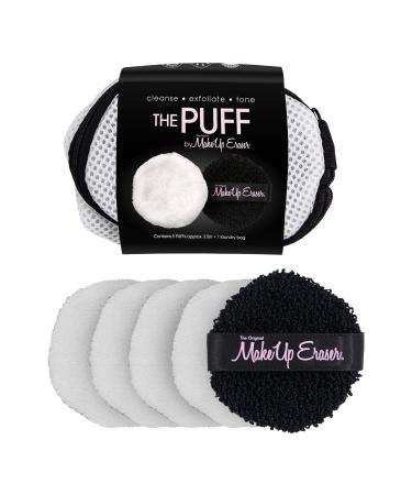 MakeUp Eraser Puff 5pc Set  Reusable and Machine Washable Rounds  Laundry Bag Included 5 Count (Pack of 1)
