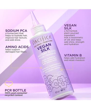 Pacifica Beauty Vegan Silk Instant Gloss Mask | Conditioning Treatment for Dry & Damaged Hair | Vitamin B + Amino Acids | Glass Hair | 5 Fl Oz - Buy Online on GoSupps.com